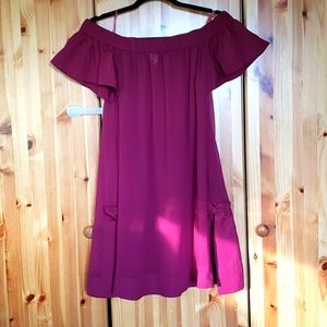 Ted Baker Off-Shoulder Magenta Dress